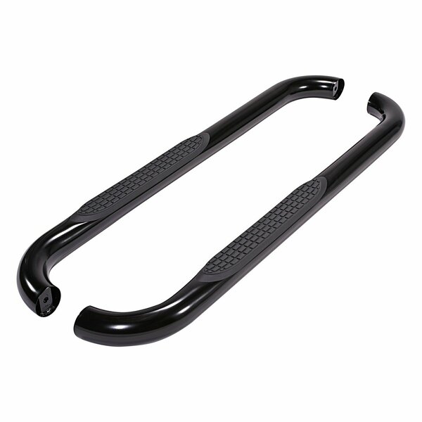 Trailfx With Step Pads, 3" Round Bent, Powder Coated, Black, Steel, Without End Caps A0061B